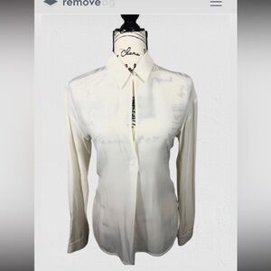 Brochu Walker Cream Longsleeve Key hole Buttun Up Blouse